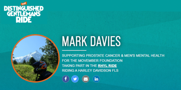 On Sunday the 29th of September, I will don my finest attire with my fellow men and women across the globe to join the fight with The Distinguished Gentleman's Ride to raise awareness for prostate cancer and men's mental health. But before I press my tweed and polish my boots, I need you to donate what you can for this meaningful cause and help me reach my goal.